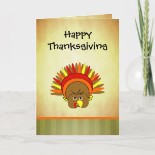 Cute Turkey Happy Thanksgiving Greeting Card