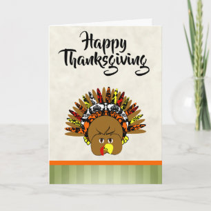 Cute Turkey Happy Thanksgiving Greeting Card