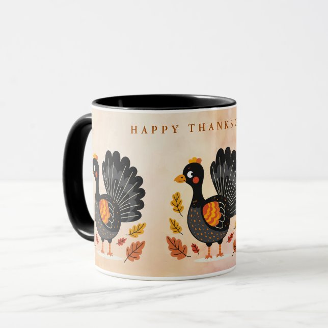 Cute Turkey Happy Thanksgiving Mug (Front Left)