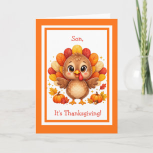 Cute Turkey Happy Thanksgiving Son Card