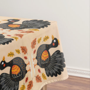 Cute Turkey Happy Thanksgiving Tablecloth