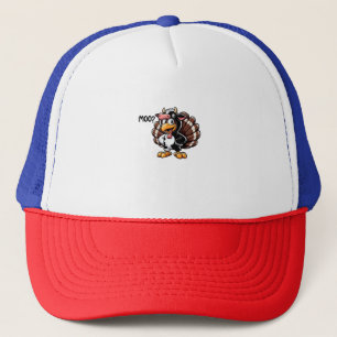 Cute Turkey Moo Fake Cow Head Funny Fall Thanksgiv Trucker Hat