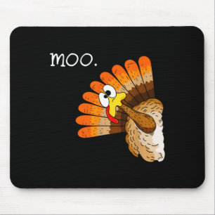 Cute turkey moo halloween thanksgiving for men mouse pad
