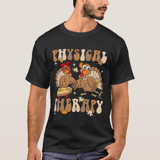 Cute Turkey Physical Therapy Pt Pta Fall Autumn Th T-Shirt (Front)