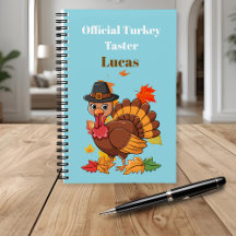 Cute Turkey Pilgrim Notebook for Kids, Personalise