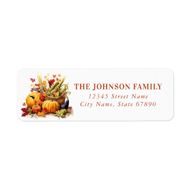 Cute Turkey Pumpkins Return Address Labels (Front)