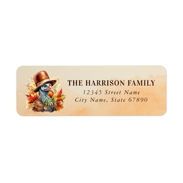 Cute Turkey Pumpkins Return Address Labels (Front)