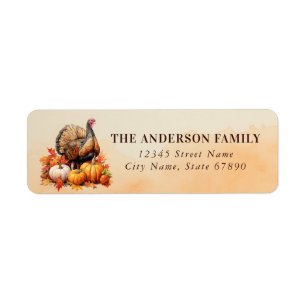 Cute Turkey Pumpkins Return Address Labels
