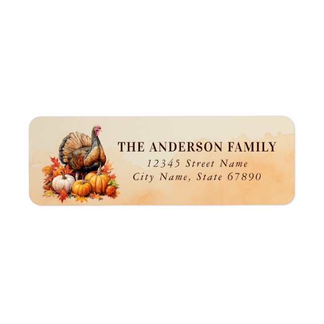 Cute Turkey Pumpkins Return Address Labels (Front)
