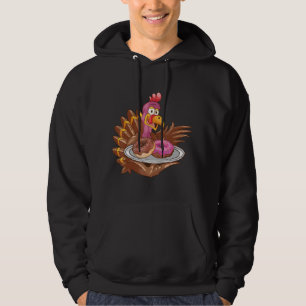 Cute Turkey Serving Donut Thanksgiving Food Hoodie