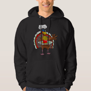 Cute Turkey Serving French Fries Thanksgiving Hoodie
