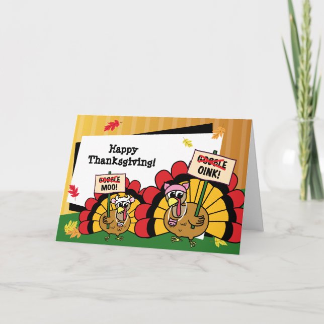 Cute Turkey Thanksgiving Card (Front)