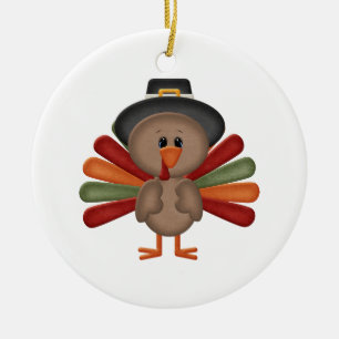 Cute Turkey Thanksgiving (customisable) Ceramic Ornament