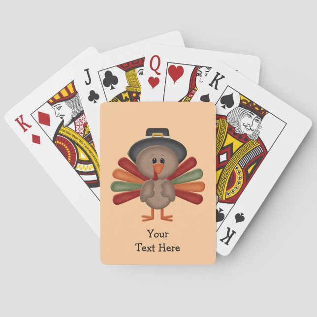 Cute Turkey Thanksgiving (customisable) Playing Cards (Back)
