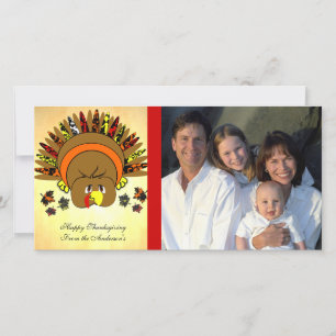 Cute Turkey Thanksgiving Family Photo Card