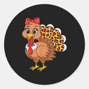 Cute Turkey Thanksgiving Lgrim Turkey Day Women Gi Classic Round Sticker