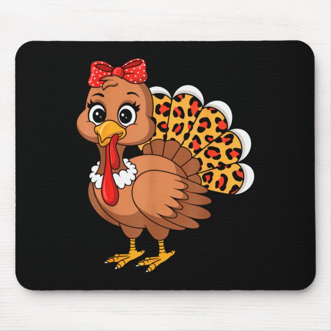 Cute Turkey Thanksgiving Lgrim Turkey Day Women Gi Mouse Pad (Front)
