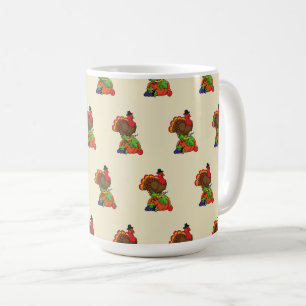 Cute Turkey with Harvest Thanksgiving Coffee Mug