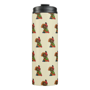 Cute Turkey with Harvest Thanksgiving Thermal Tumbler