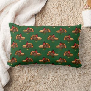 Cute Turkey with Pumpkin Pie Thanksgiving Lumbar Cushion