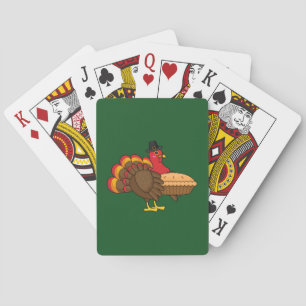 Cute Turkey with Pumpkin Pie Thanksgiving Playing Cards