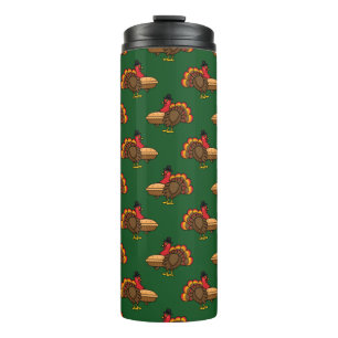Cute Turkey with Pumpkin Pie Thanksgiving Thermal Tumbler
