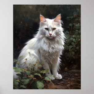 Cute Turkish Angora Cat Art Print Poster