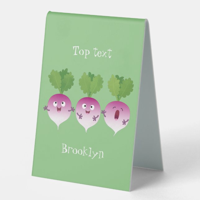 Cute turnip vegetable trio singing cartoon  (Front)
