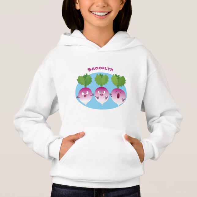 Cute turnip vegetable trio singing cartoon (Front)