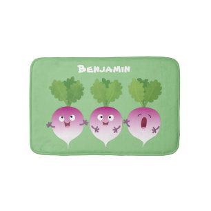 Cute turnip vegetable trio singing cartoon bath mat