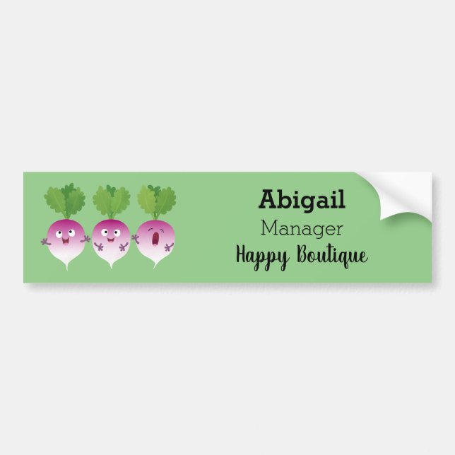 Cute turnip vegetable trio singing cartoon  bumper sticker (Front)