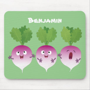 Cute turnip vegetable trio singing cartoon mouse pad