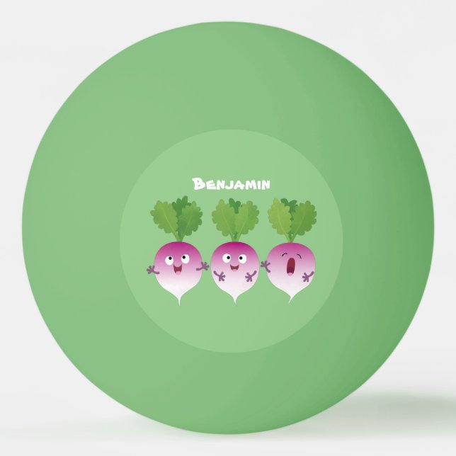 Cute turnip vegetable trio singing cartoon ping pong ball (Front)