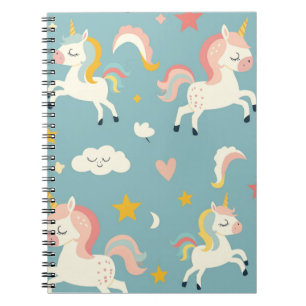 Cute Turqoise Unicorn for Kids Notebook
