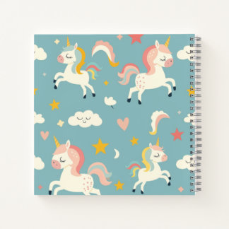 Cute Turqoise Unicorn for Kids Notebook