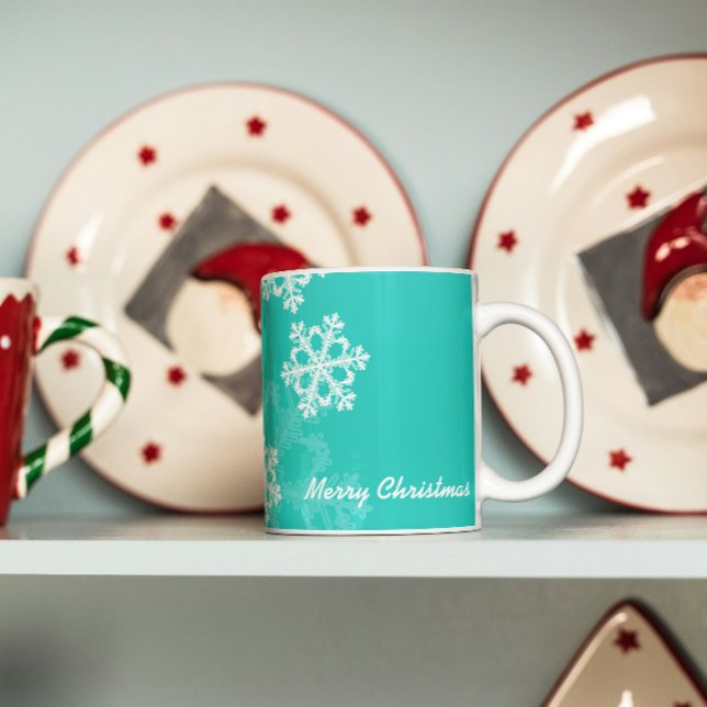 Cute turquoise and white Christmas snowflakes Coffee Mug (Creator Uploaded)