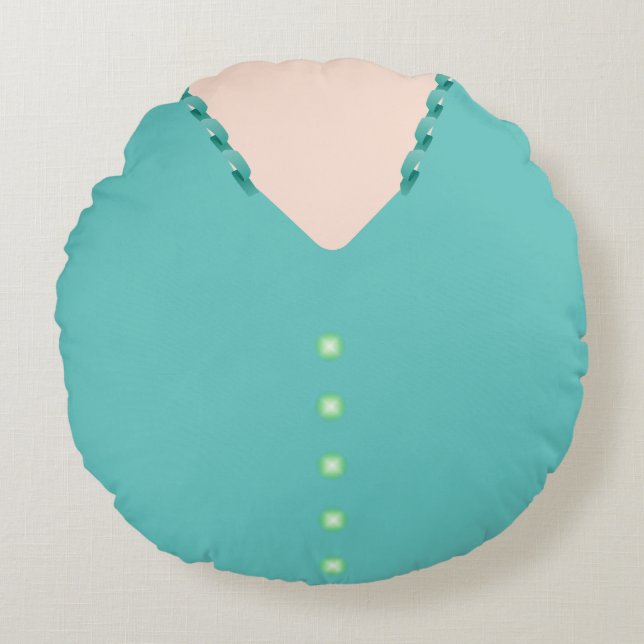 Cute Turquoise 🎀 Ball Gown Blouse  Round Cushion (Front)