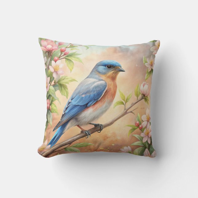 Cute Turquoise Bird Cushion (Front)