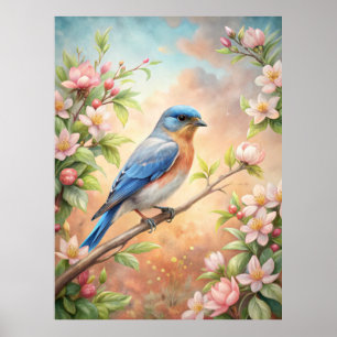 Cute Turquoise Bird Poster