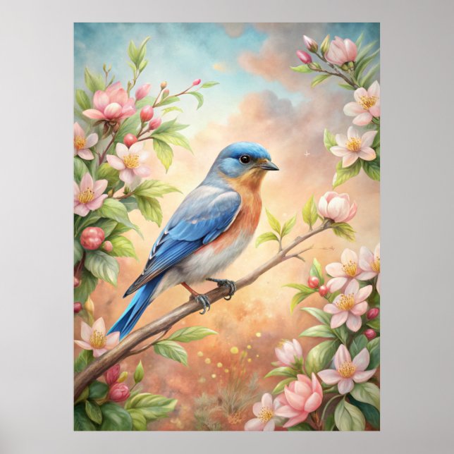 Cute Turquoise Bird Poster (Front)