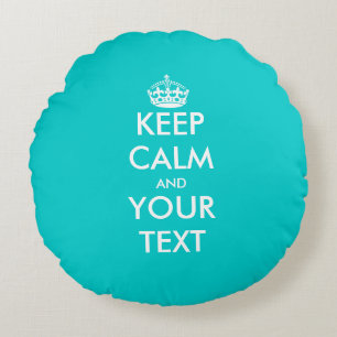 Cute turquoise blue keep calm round throw pillow