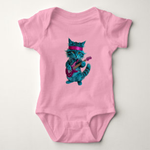Cute Turquoise Cat  Baby Bodysuit