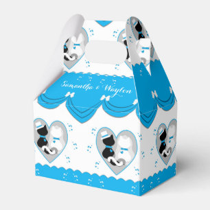 Cute Turquoise Cat Bride & Groom Wedding Favour Bo Box