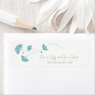 Cute Turquoise Flowers Return Address Label