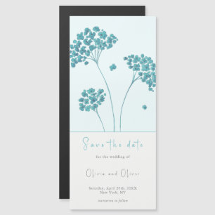 Cute Turquoise Flowers Save the Date Magnetic