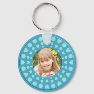 Cute turquoise heart frame template key ring