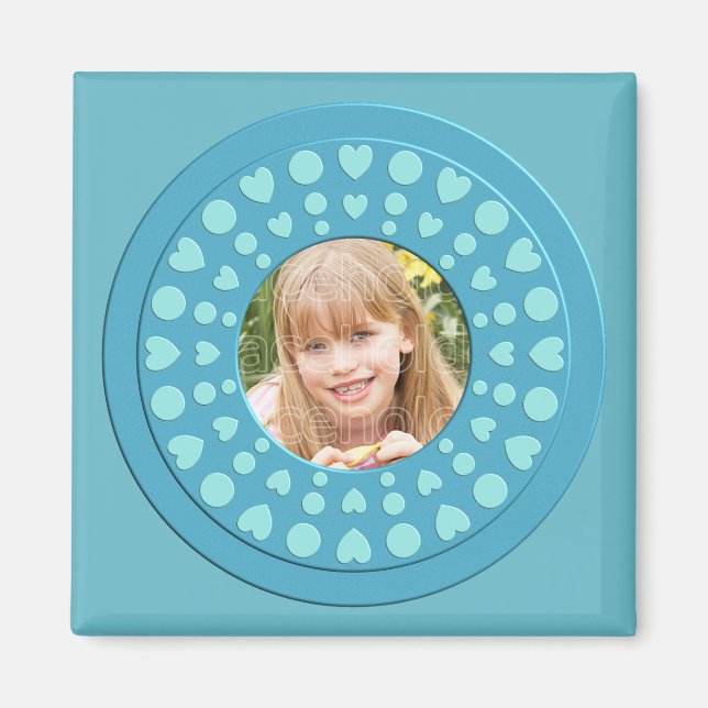 Cute turquoise heart frame template magnet (Front)