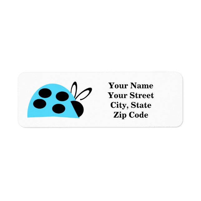 Cute Turquoise Ladybug Return Address Label (Front)