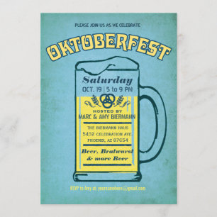Cute Turquoise Oktoberfest Invitations