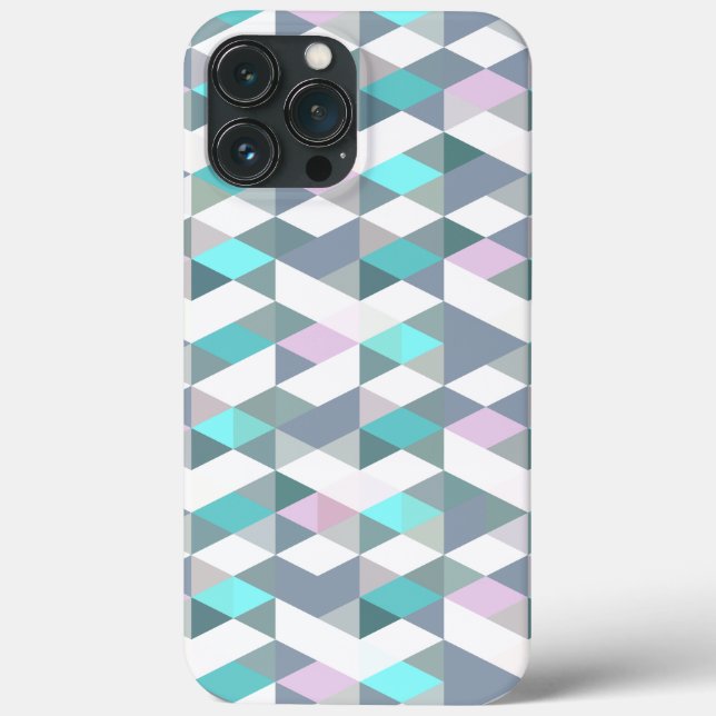 Cute Turquoise Pink Squares Triangles Art Pattern Case-Mate iPhone Case (Back)